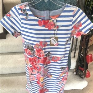 JOULES floral and striped zip up dress NWT